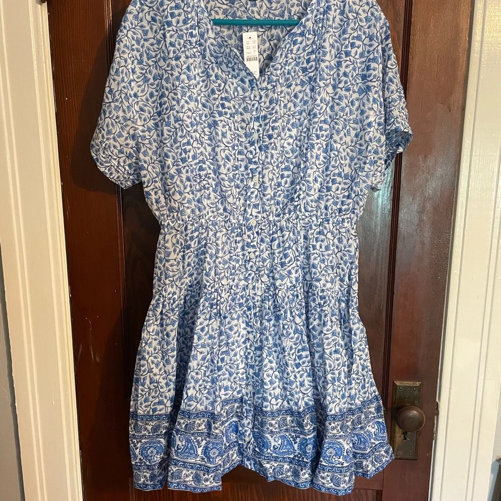 J. Crew Pintuck mini shirtdress in bandana block print NWT - Picture 4 of 9
